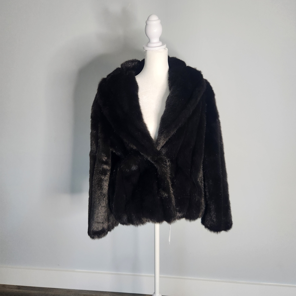 Terry Lewis‎ Classic Luxuries Black Teddy Jacket Small Glamourous Classic Edgy
